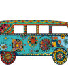 Photocall Furgoneta Hippie Color Turquesa con Flores diseño