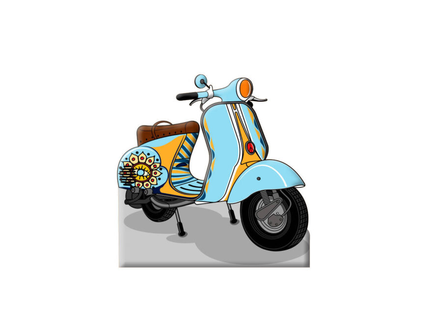 Photocall Moto Vespa Azul Claro diseño