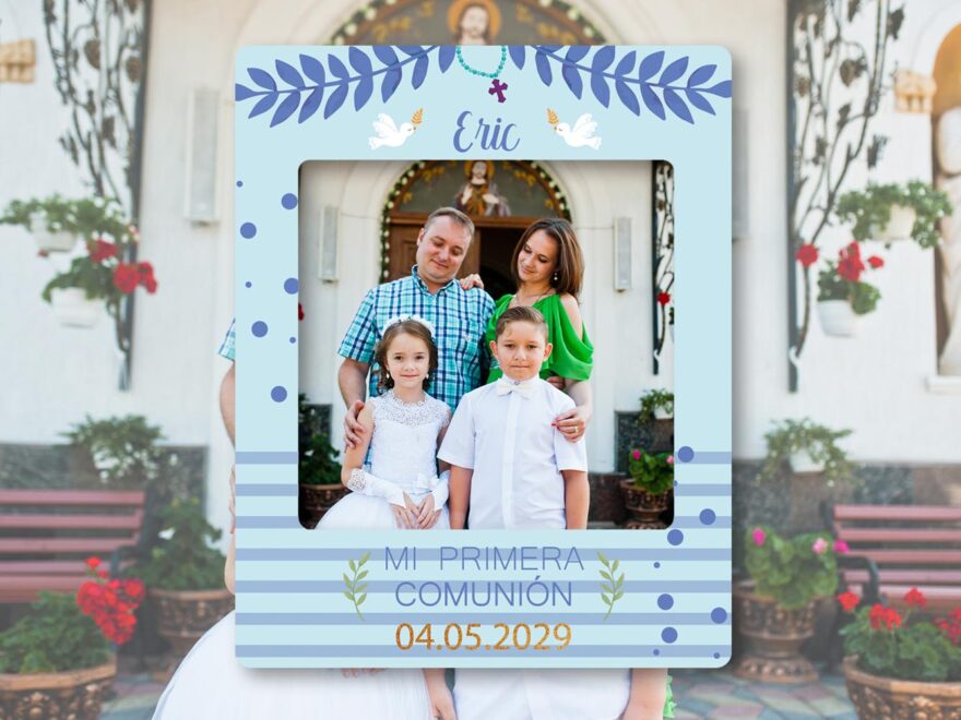 Photocall comunión azul