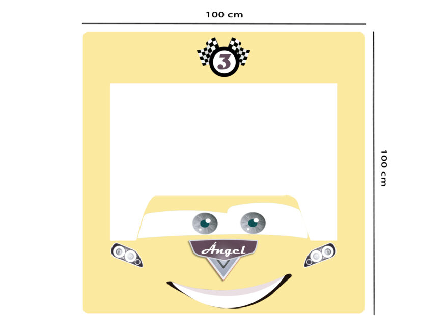 Photocall Feliz cumpleaños coche amarillo infantil