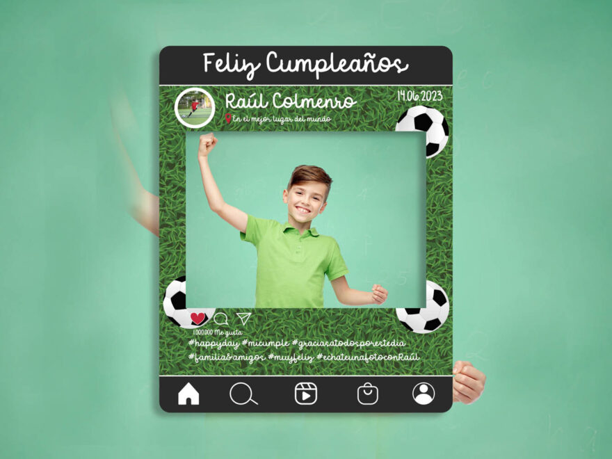 Photocall Feliz cumpleaños fútbol personalizado