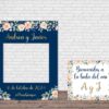 Photocall Boda Azul Marino Flores + Cartel
