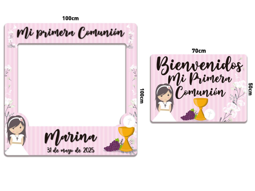 Oedim Photocall Comunión Niña Rosa + Cartel Personalizado