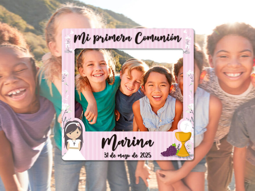 Oedim Photocall Comunión Niña Rosa + Cartel Personalizado