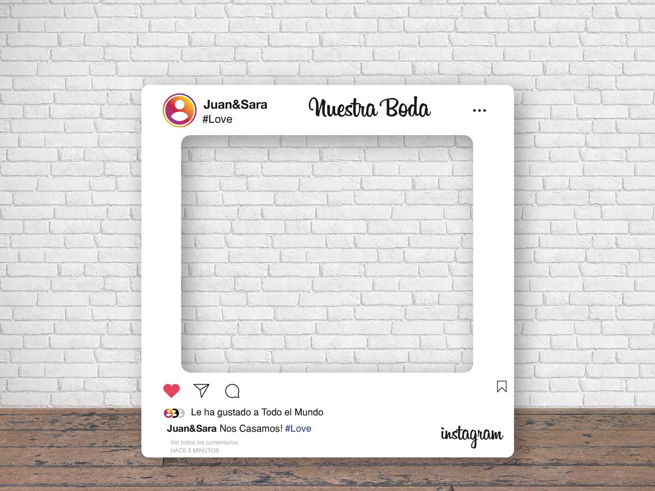 Photocall Instagram Boda personalizado con tu foto, nombre y fecha