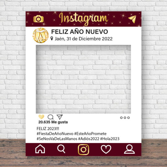 Photocall Instagram felices fiestas fondo rojo