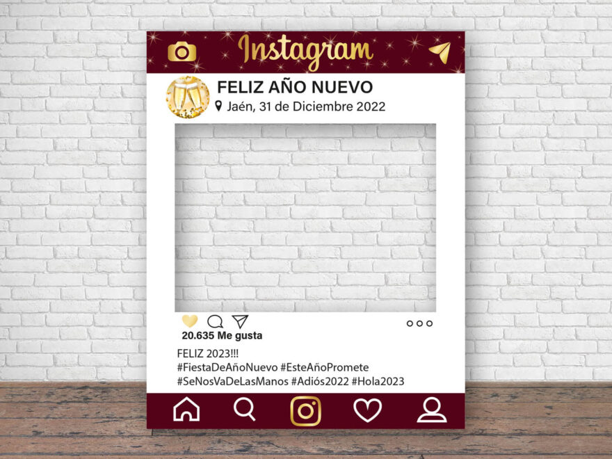 Photocall Instagram felices fiestas fondo rojo