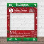 Photocall Instagram navideño fondo rojo felices fiestas