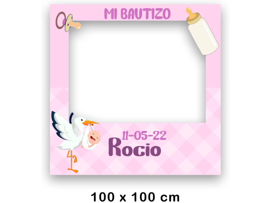 Photocall Mi Bautizo Personalizado Rosa